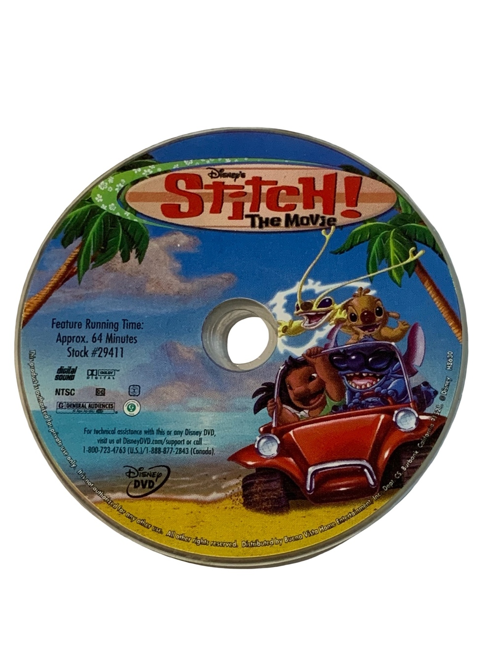 Disney Stitch! The Movie DVD 2003 Disc Only NTSC 64 Min G Family Adventure